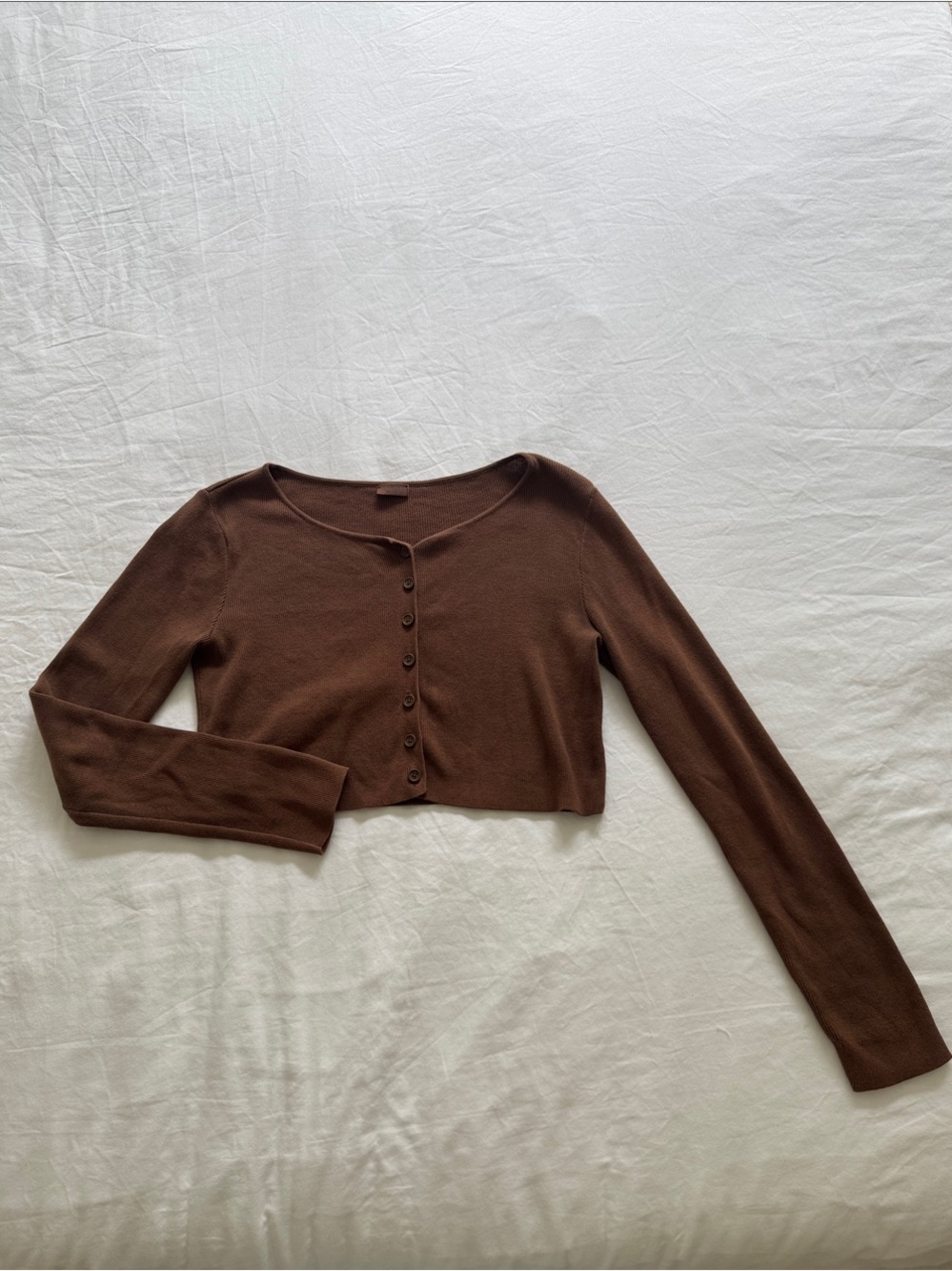 Brandy Melville Brown Cropped Button Cardigan